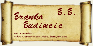 Branko Budimčić vizit kartica